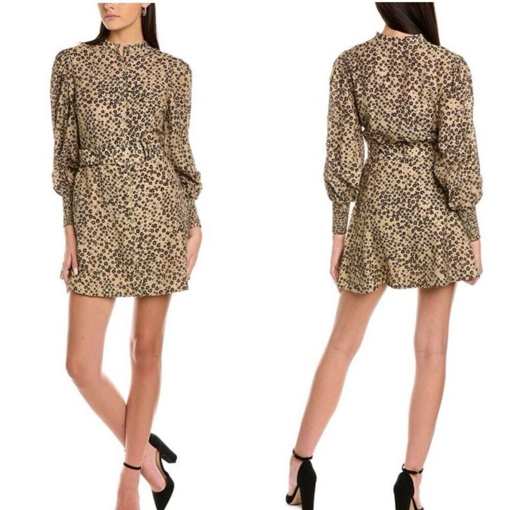 Keepsake the Label‎ Distance Leopard Dress Long Sleeve Belted Mini size 8